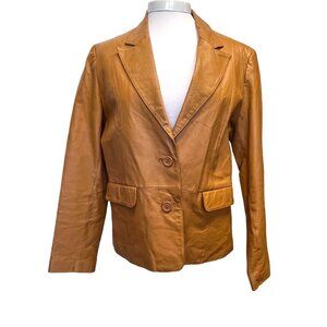 Vintage Bagatelle Leather Mid Century Carmel Tan Jacket Ladies MED